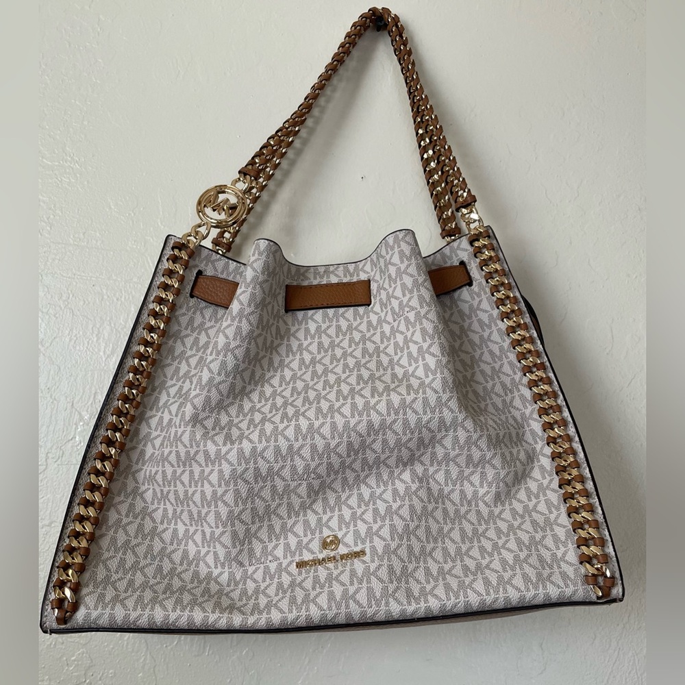Michael Kors White and Brown Shoulder Bag